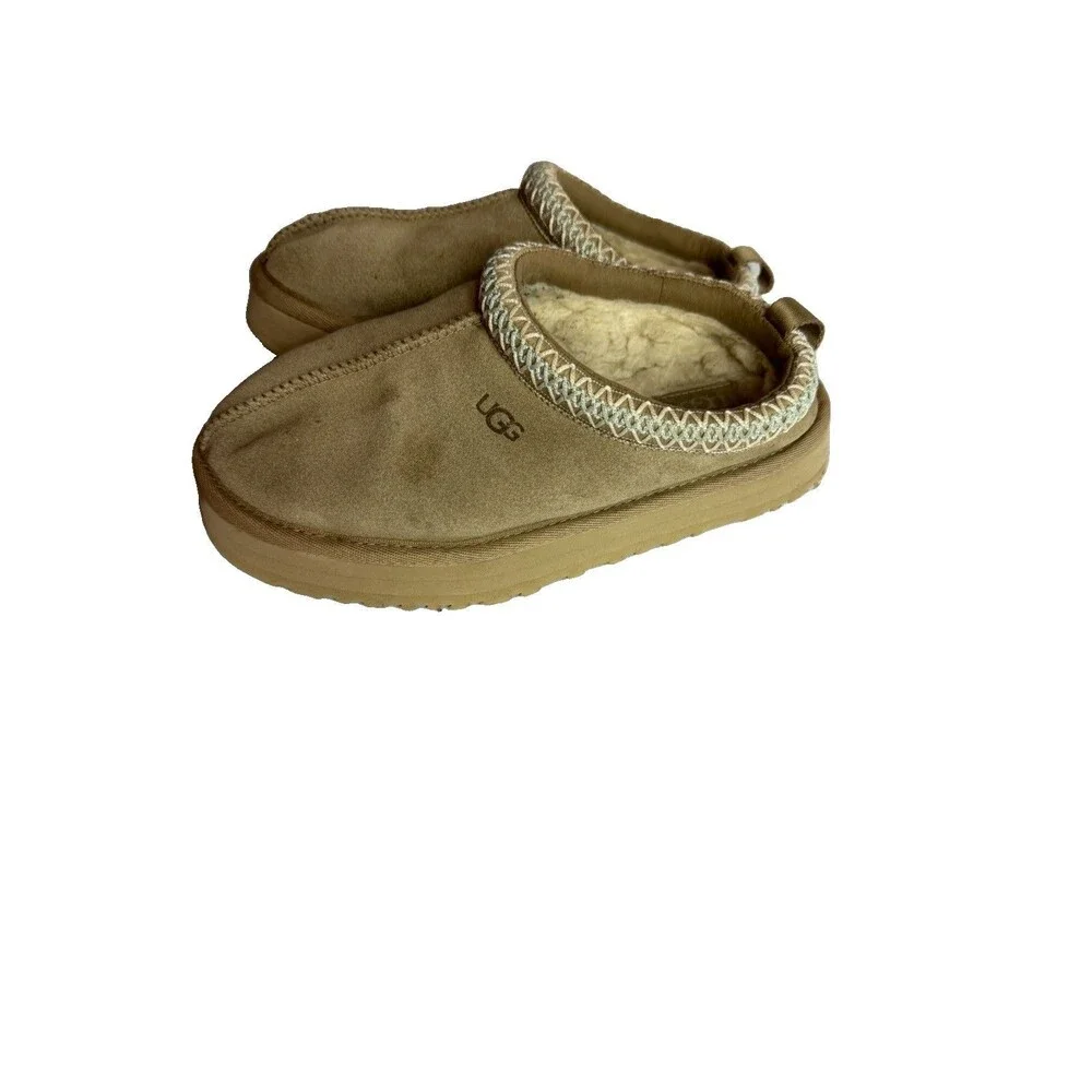 UGG Tasman II Unisex Kids Slip-On Suede Lined Slipper Beige US 3 EU 35